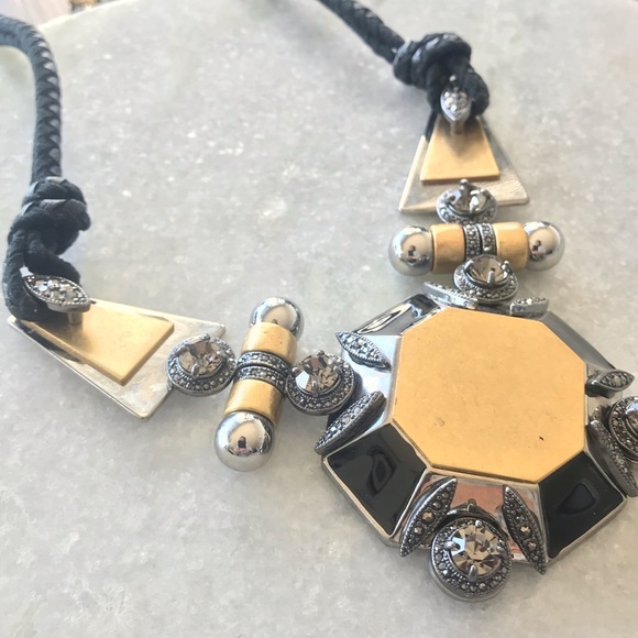 J.Crew - Black/Gold Pendant Statement Necklace - Picture 2 of 4